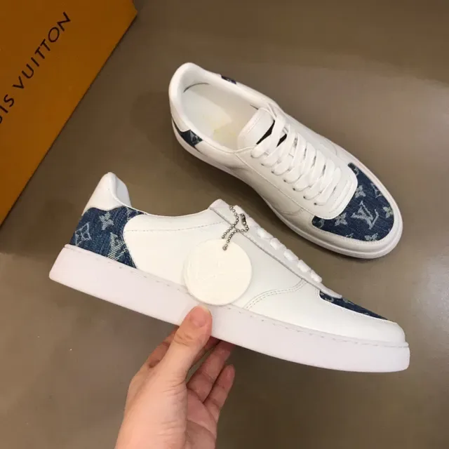 Louis Vuitton White Blue Leather Upper Monogram Denim Panels Lifestyle Sneakers 6