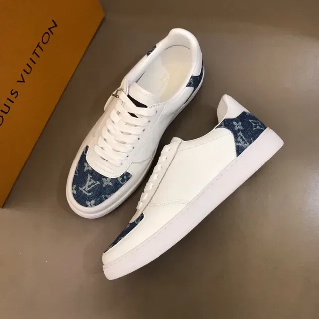 Louis Vuitton White Blue Leather Upper Monogram Denim Panels Lifestyle Sneakers 9