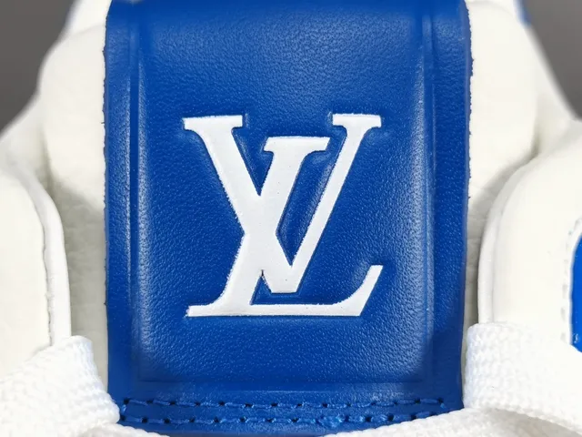 Louis Vuitton White Blue Leather Upper Polka-Dot Print Lifestyle Sneakers 4