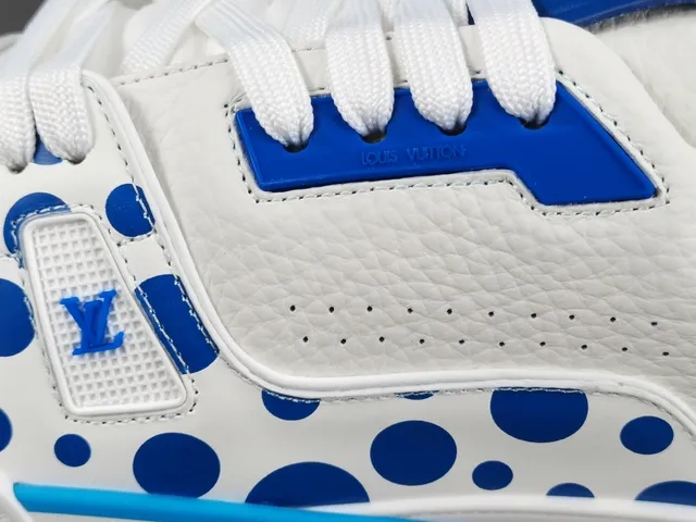 Louis Vuitton White Blue Leather Upper Polka-Dot Print Lifestyle Sneakers 8
