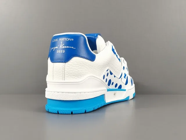 Louis Vuitton White Blue Leather Upper Polka-Dot Print Lifestyle Sneakers 14
