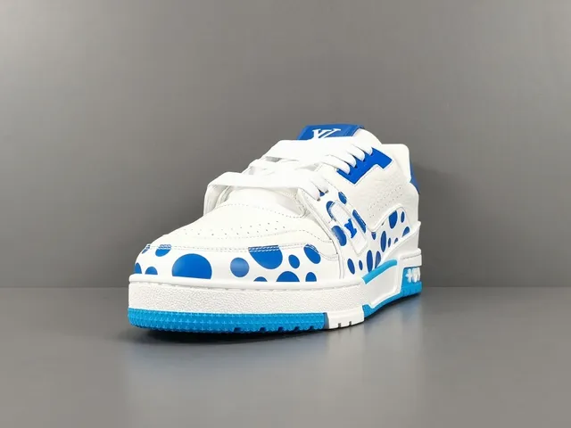 Louis Vuitton White Blue Leather Upper Polka-Dot Print Lifestyle Sneakers 15
