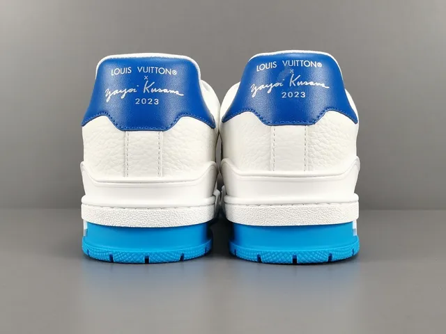 Louis Vuitton White Blue Leather Upper Polka-Dot Print Lifestyle Sneakers 17
