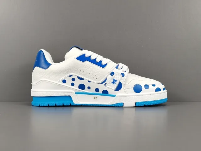 Louis Vuitton White Blue Leather Upper Polka-Dot Print Lifestyle Sneakers 18