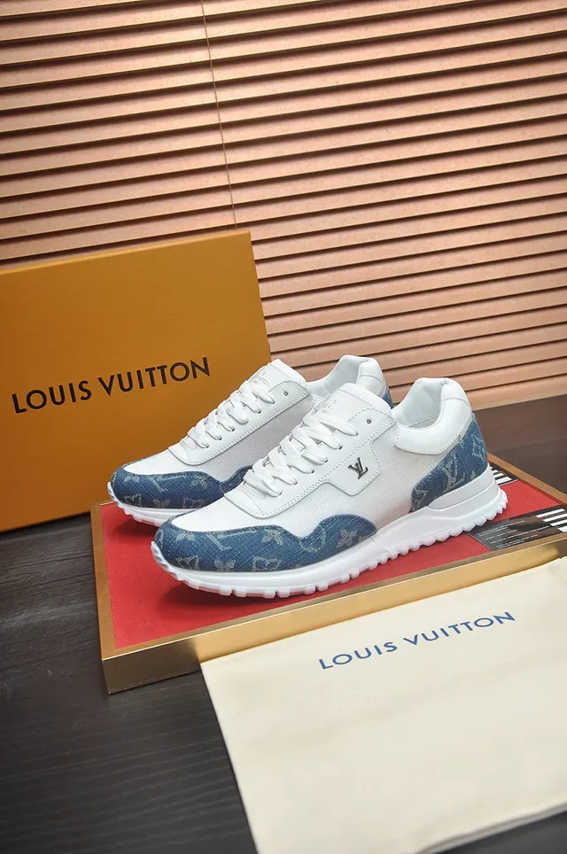 Louis Vuitton White Blue Low-Top Mixed-Material Lifestyle Sneakers 4