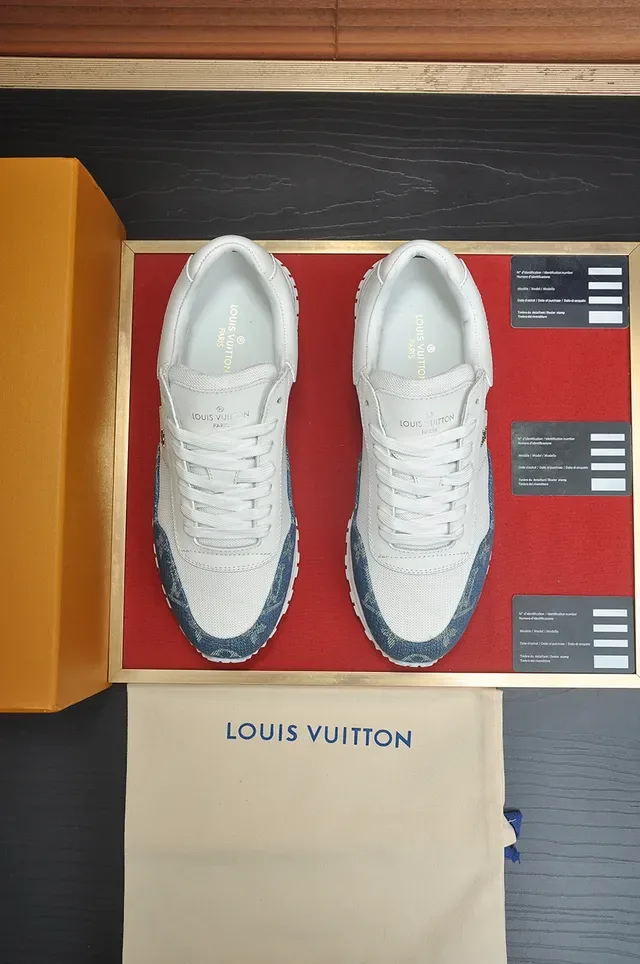 Louis Vuitton White Blue Low-Top Mixed-Material Lifestyle Sneakers 5