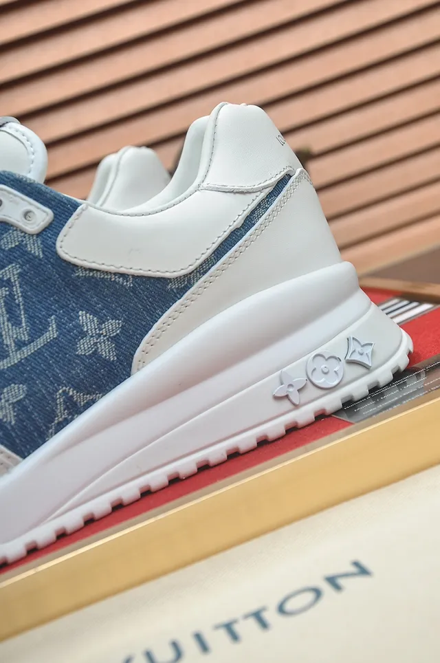 Louis Vuitton White Blue Monogram Denim Panel Leather Overlays Lifestyle Sneakers 2