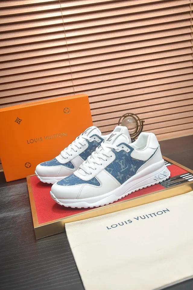Louis Vuitton White Blue Monogram Denim Panel Leather Overlays Lifestyle Sneakers 4