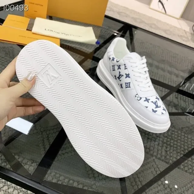 Louis Vuitton White Blue Monogram-Print Upper Chunky Sole Lifestyle Sneakers 2