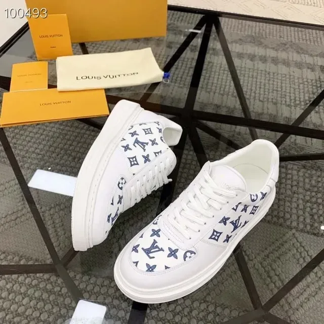 Louis Vuitton White Blue Monogram-Print Upper Chunky Sole Lifestyle Sneakers 6