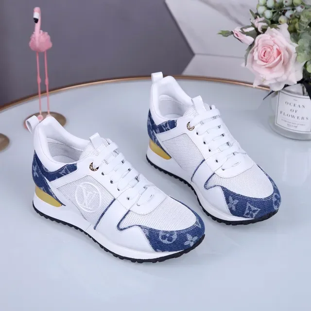Louis Vuitton White Blue Monogrammed Denim Accents Mesh-Panel Construction Lifestyle Sneakers 2