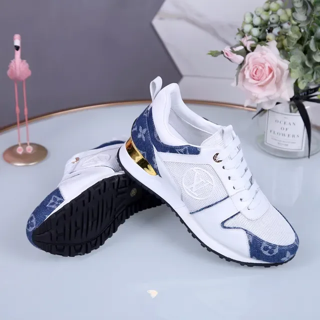 Louis Vuitton White Blue Monogrammed Denim Accents Mesh-Panel Construction Lifestyle Sneakers 4