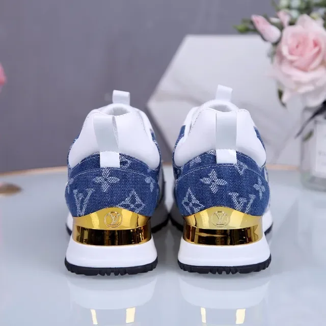 Louis Vuitton White Blue Monogrammed Denim Accents Mesh-Panel Construction Lifestyle Sneakers 5