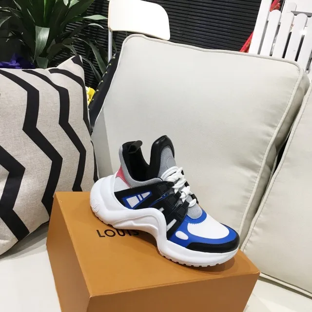Louis Vuitton White Blue Sole High-Top Chunky Sneakers 2
