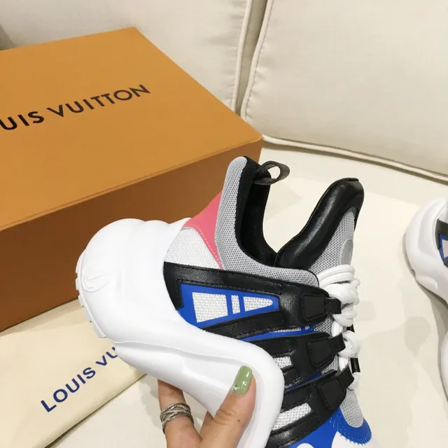 Louis Vuitton White Blue Sole High-Top Chunky Sneakers 3