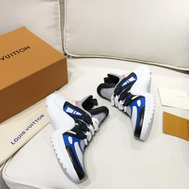 Louis Vuitton White Blue Sole High-Top Chunky Sneakers 4