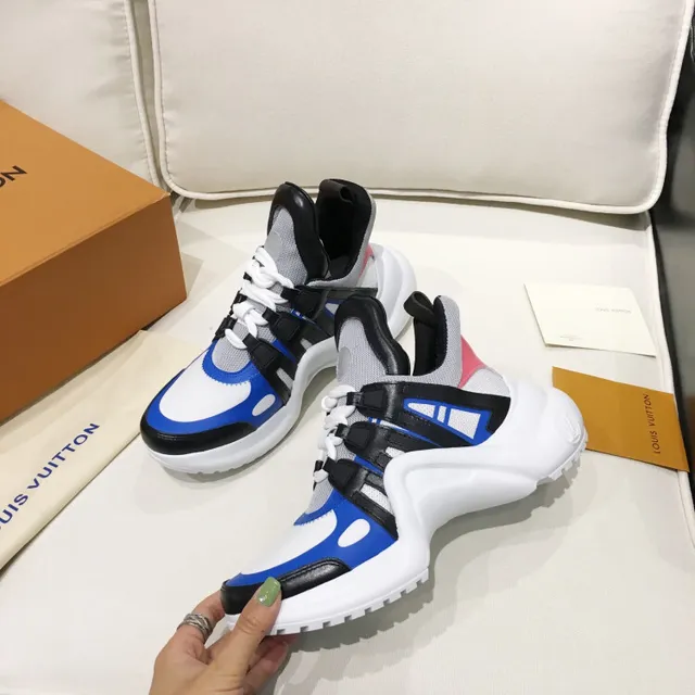 Louis Vuitton White Blue Sole High-Top Chunky Sneakers 5