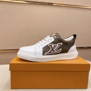 Louis Vuitton Zapatillas Blanco Marrón Low-Top Monograma Lona Lifestyle