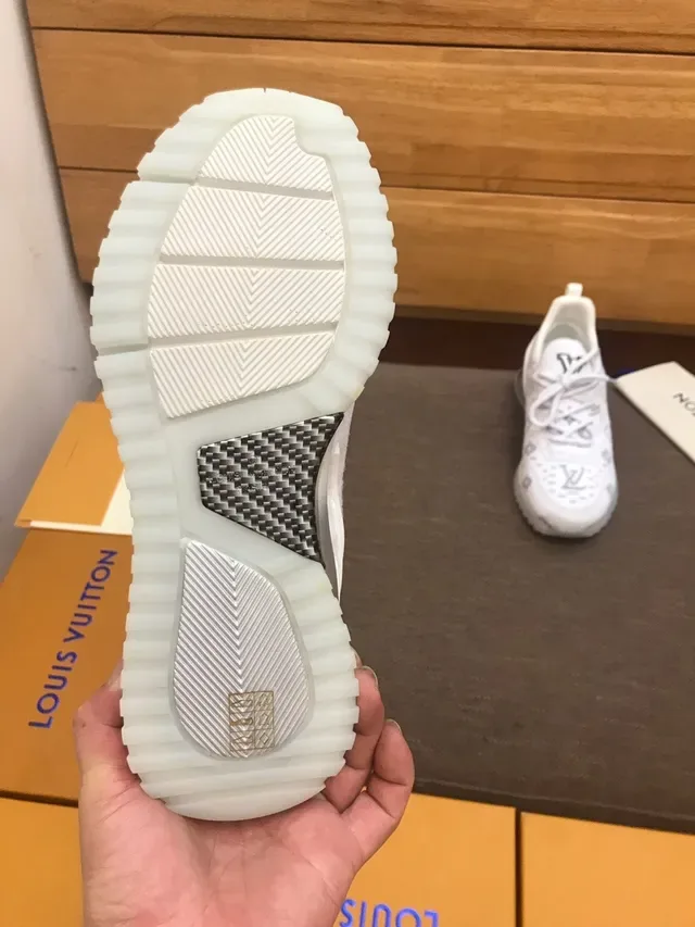 Louis Vuitton White Gray Knit Monogram Upper Sculpted Chunky Sole Lifestyle Sneakers 4
