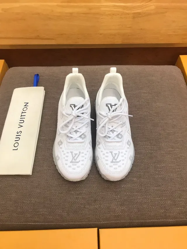 Louis Vuitton White Gray Knit Monogram Upper Sculpted Chunky Sole Lifestyle Sneakers 5