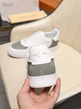 Louis Vuitton White Gray Low-Top Monogrammed Panels Lifestyle Sneakers 3
