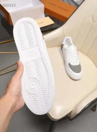 Louis Vuitton White Gray Low-Top Monogrammed Panels Lifestyle Sneakers 4