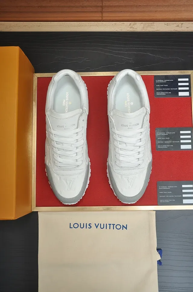 Louis Vuitton White Gray Monogram-Embossed Leather Contrast Panels Lifestyle Sneakers 5