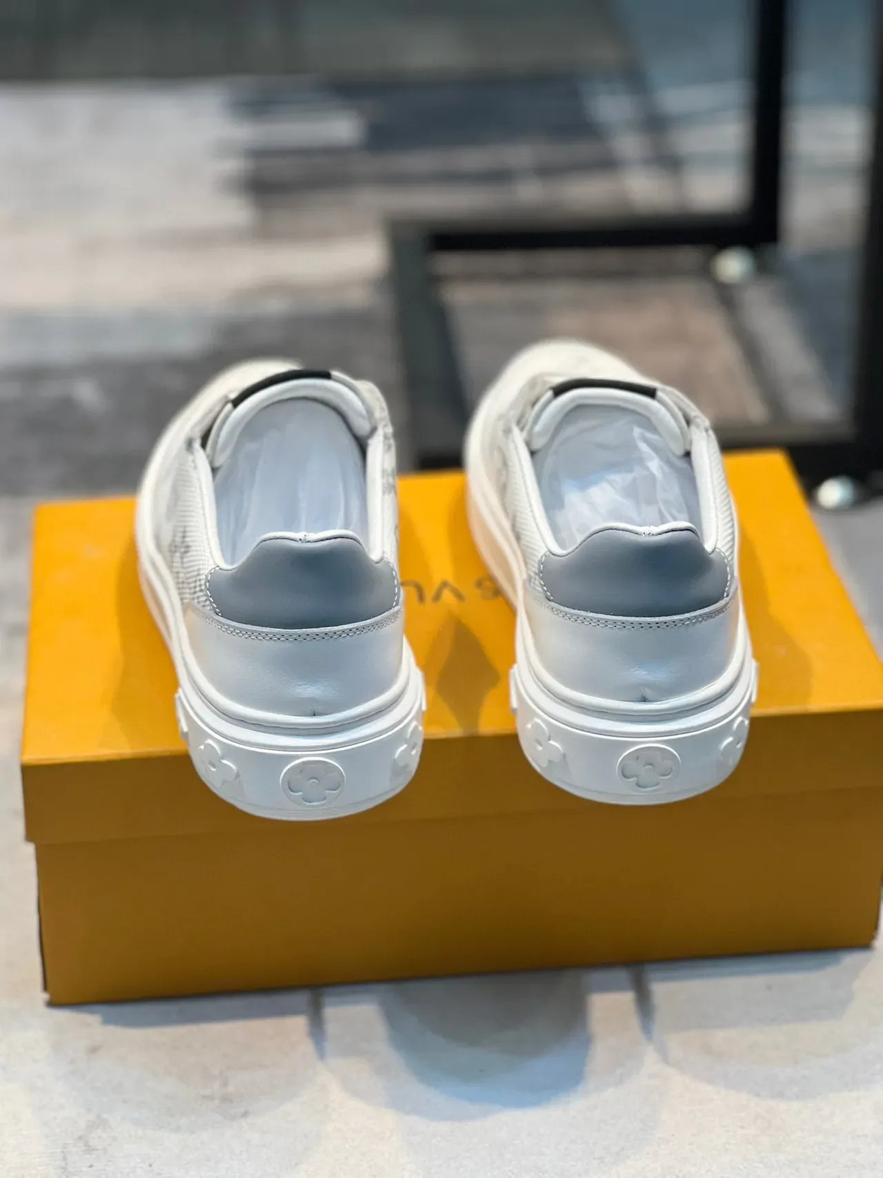 Louis Vuitton White Gray Monogrammed Textile Leather Accents Lifestyle Sneakers 2