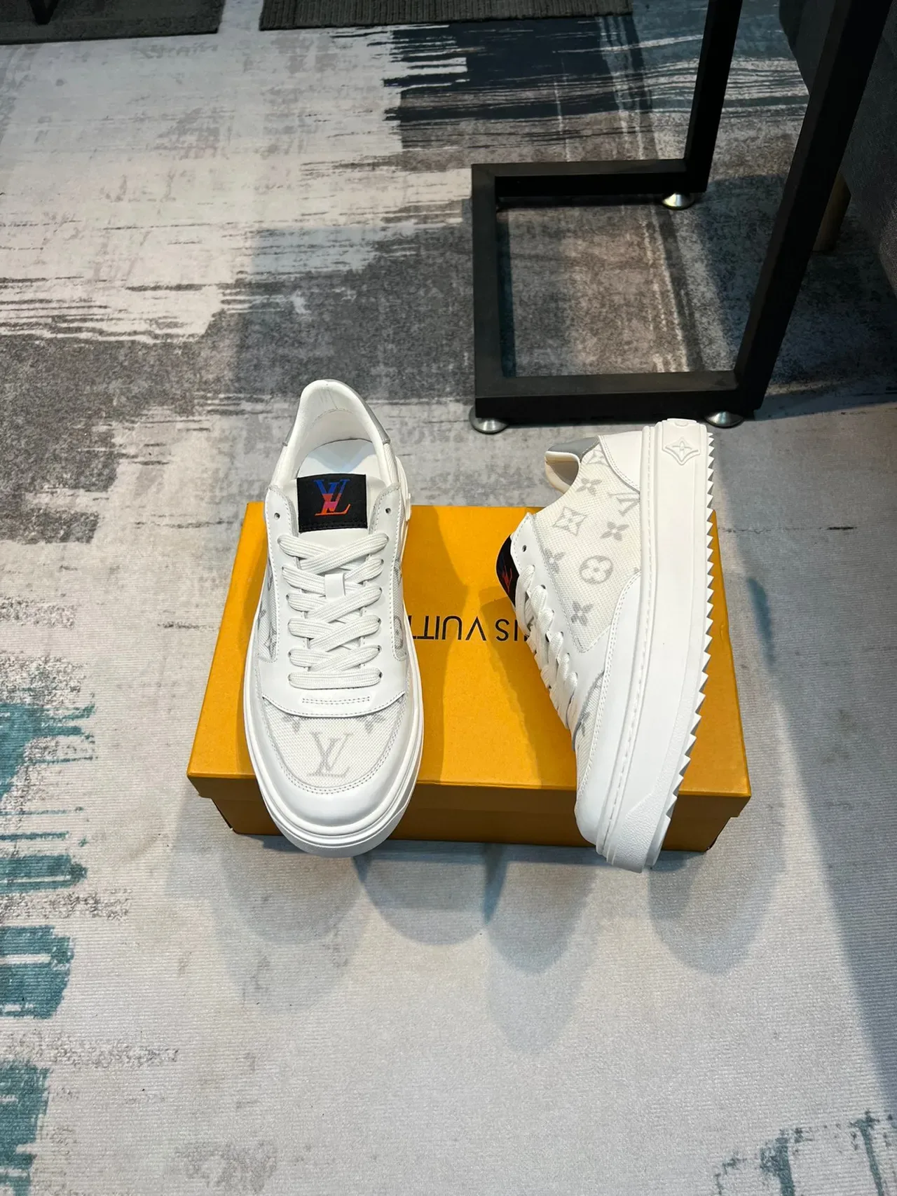 Louis Vuitton White Gray Monogrammed Textile Leather Accents Lifestyle Sneakers 3