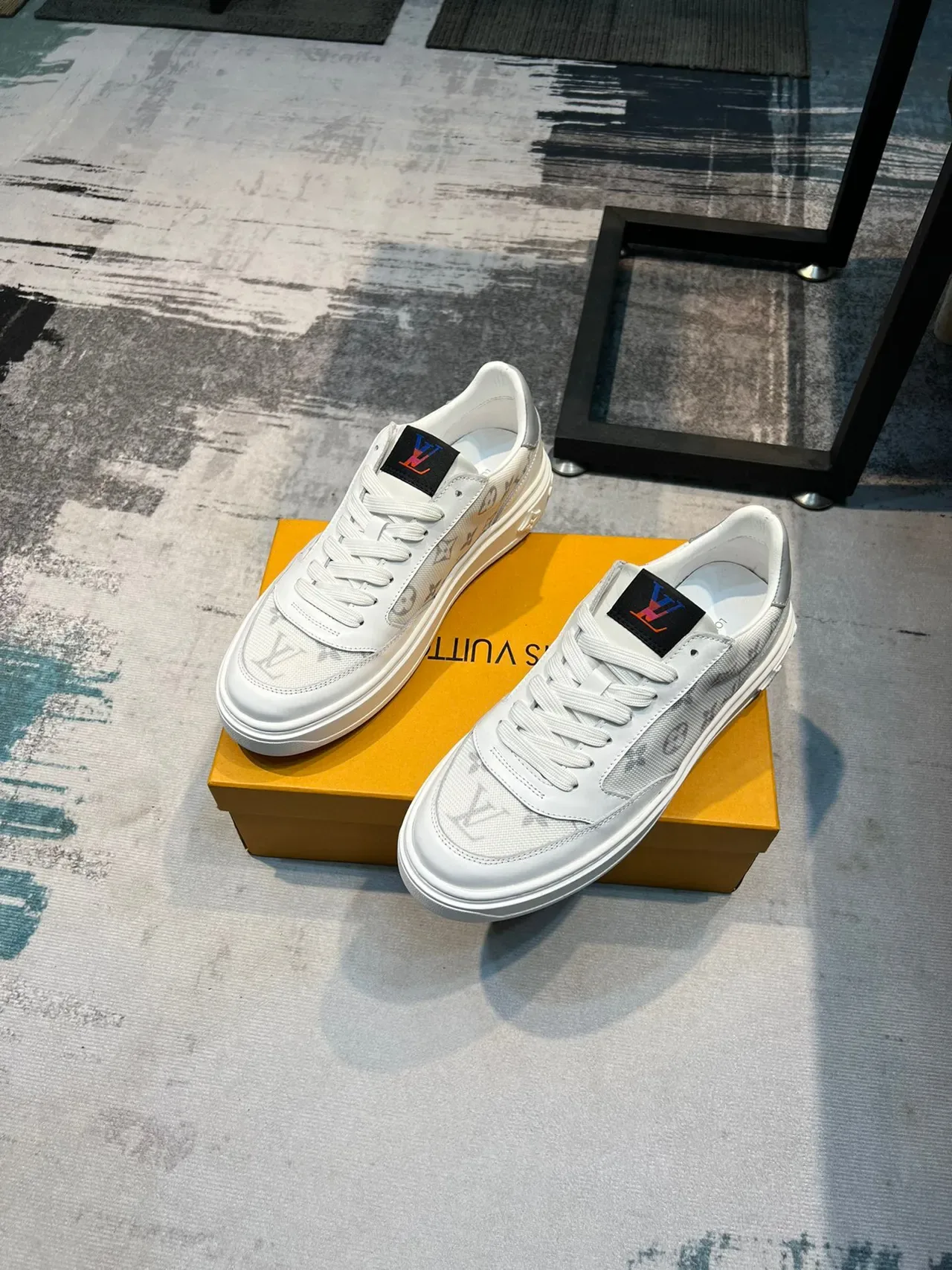 Louis Vuitton White Gray Monogrammed Textile Leather Accents Lifestyle Sneakers 5