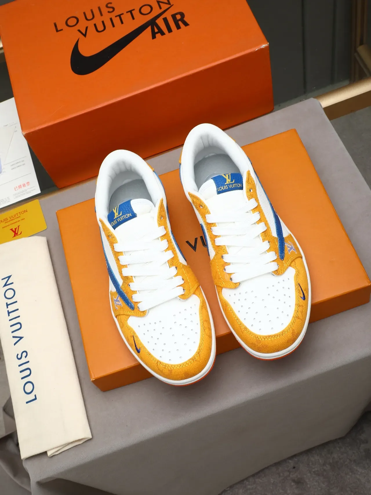 Louis Vuitton x Nike Air Jordan 1 Low Sunset Lifestyle Sneakers 2