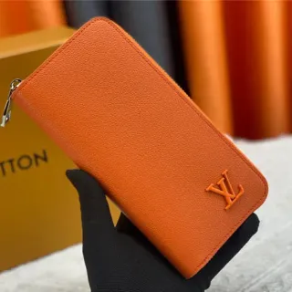 Louis Vuitton Zippy Wallet Orange Pebbled Leather Long Wallet
