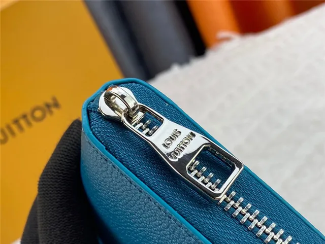 Louis Vuitton Zippy Wallet Orange Pebbled Leather Long Wallet 14