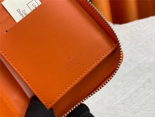 Louis Vuitton Zippy Wallet Orange Pebbled Leather Long Wallet 21