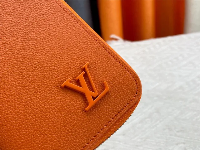 Louis Vuitton Zippy Wallet Orange Pebbled Leather Long Wallet 22