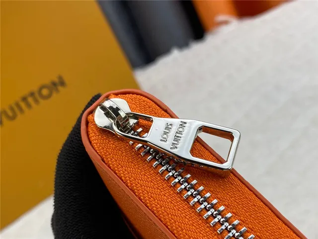 Louis Vuitton Zippy Wallet Orange Pebbled Leather Long Wallet 23