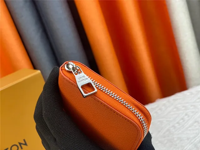 Louis Vuitton Zippy Wallet Orange Pebbled Leather Long Wallet 24