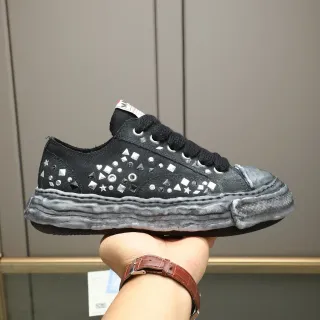 Maison Margiela Black Gray Deconstructed Studded Lifestyle Sneakers