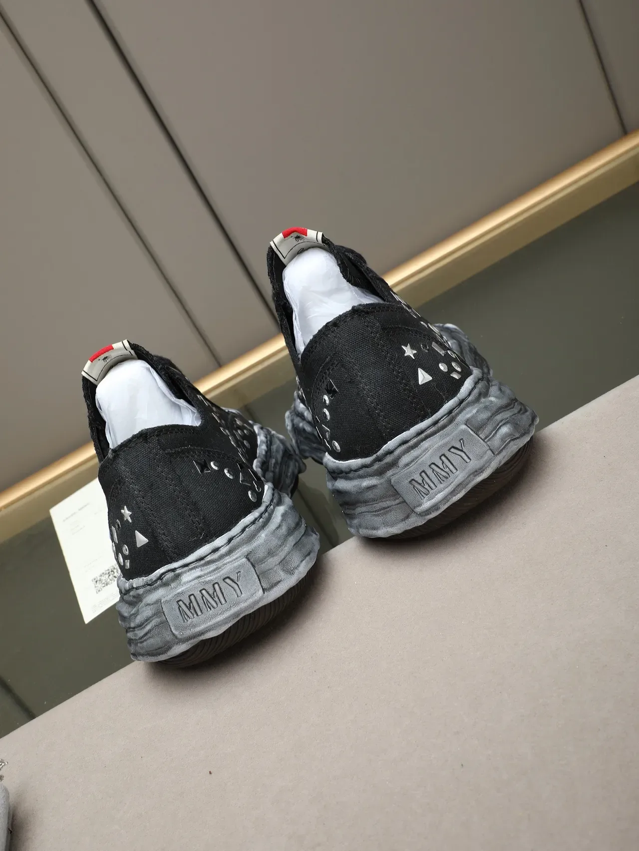 Maison Margiela Black Gray Deconstructed Studded Lifestyle Sneakers 3