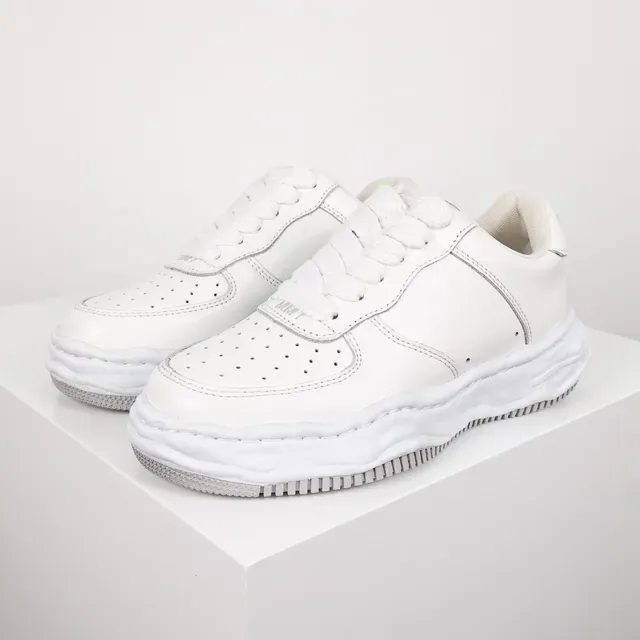 Maison Margiela White Gray Leather Perforated Toe Lifestyle Sneakers 2
