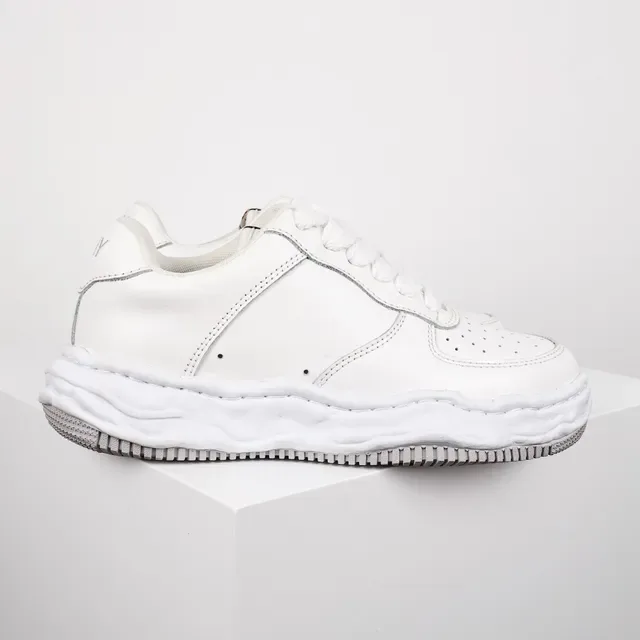 Maison Margiela White Gray Leather Perforated Toe Lifestyle Sneakers 3