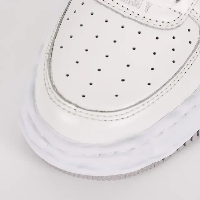 Maison Margiela White Gray Leather Perforated Toe Lifestyle Sneakers 5