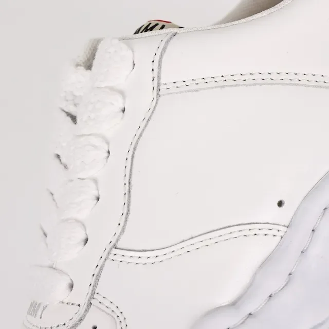 Maison Margiela White Gray Leather Perforated Toe Lifestyle Sneakers 6