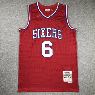 Mitchell & Ness 1992–93 Julius Erving Hardwood Classics Red Blue Perforated Mesh V-Neck Collar Jersey