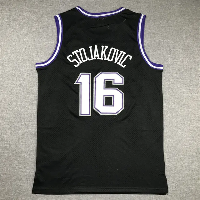 Mitchell & Ness Hardwood Classics 2001–02 Peja Stojakovic Black Purple White Kings Jersey 3