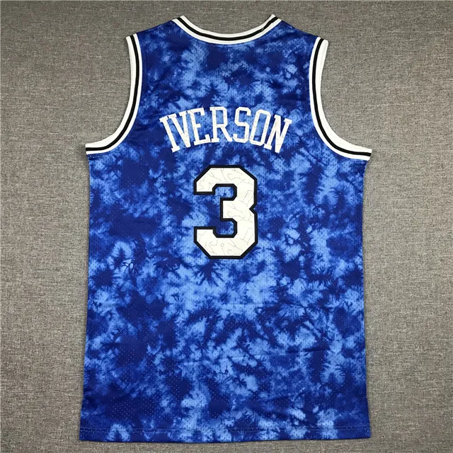 Mitchell & Ness Hardwood Classics Tie-Dye Blue PHILA 3 Basketball Jersey 3