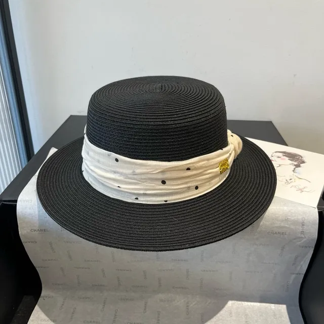 Miu Miu Preto Bege Palha Trançada de Abas Largas Fedora 2
