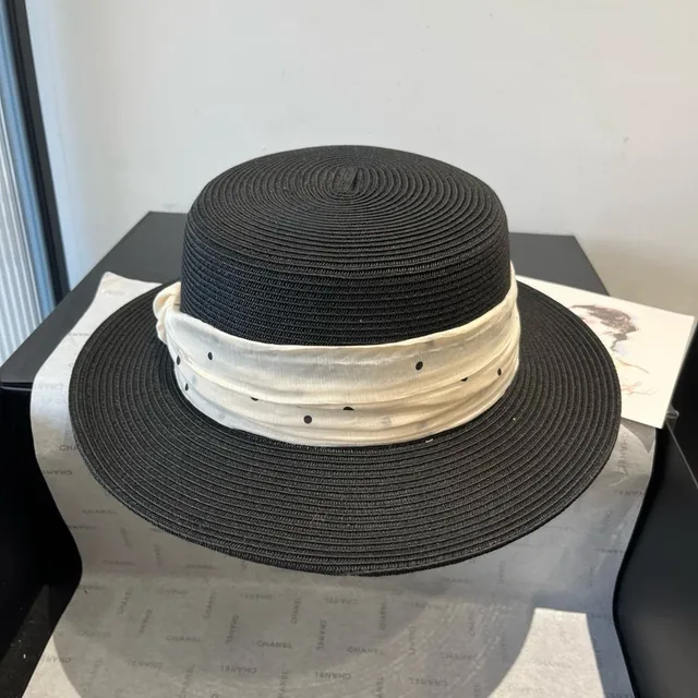 Miu Miu Preto Bege Palha Trançada de Abas Largas Fedora 5