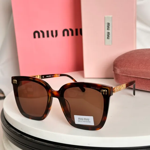 Miu Miu Black Gold Oversized Square Frame Acetate Sunglasses 5