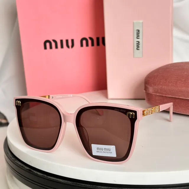Miu Miu Black Gold Oversized Square Frame Acetate Sunglasses 6